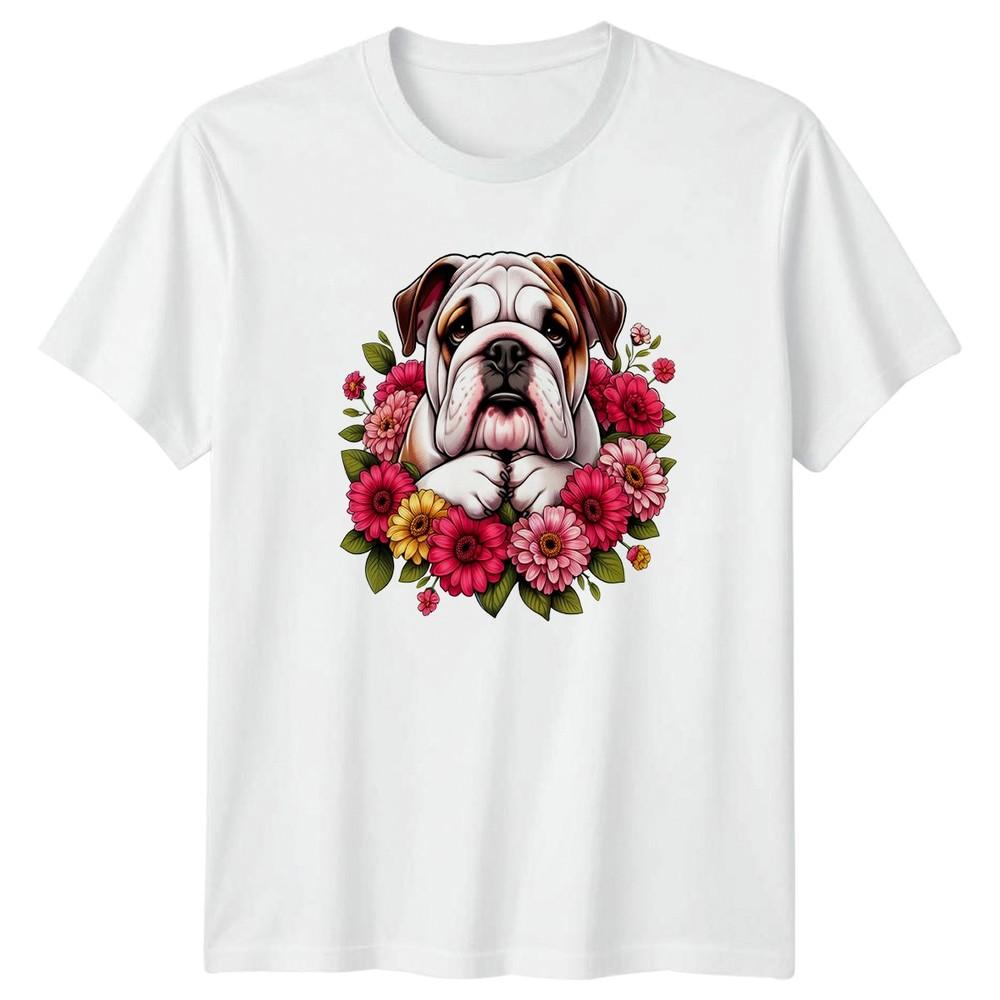 Floral Bulldog Dog Lover Life Unisexs TShirt Bulldog Flowers Pets