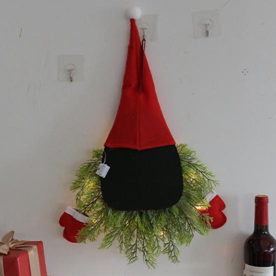 Рождественский венок, украшение для передней двери, светящаяся кукла-гном, подвесной орнамент, вечеринка, макет сцены, реквизит, безликая кукла, венок, крыльцо, стена комнаты, окно