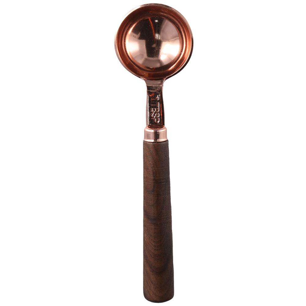 Ложка для кофе из розового золота, мерная ложка из грецкого ореха, чистящаяся деревянная ложка для кофейных зерен с длинной ручкой, кухня