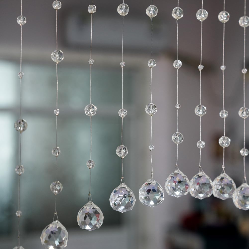 Хрустальная шторка из 20 нитей, Арочная дверная шторка, Подвесной разделитель комнаты для дверного проема, Подходит для дома, кофейни, спальни, ресторана.