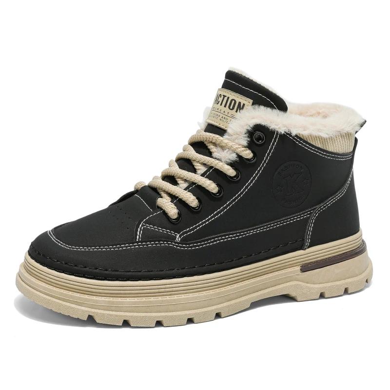 Новые зимние ботинки Мужская хлопковая обувь Зимняя водонепроницаемая теплая плюшевая уличная повседневная обувь Зимние ботинки Нескользящие ботильоны Мужские