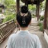 Pink Peach Blossom Bun Hairpin Imitation Pearl Round Bun Ponytail Holder  Women Girls