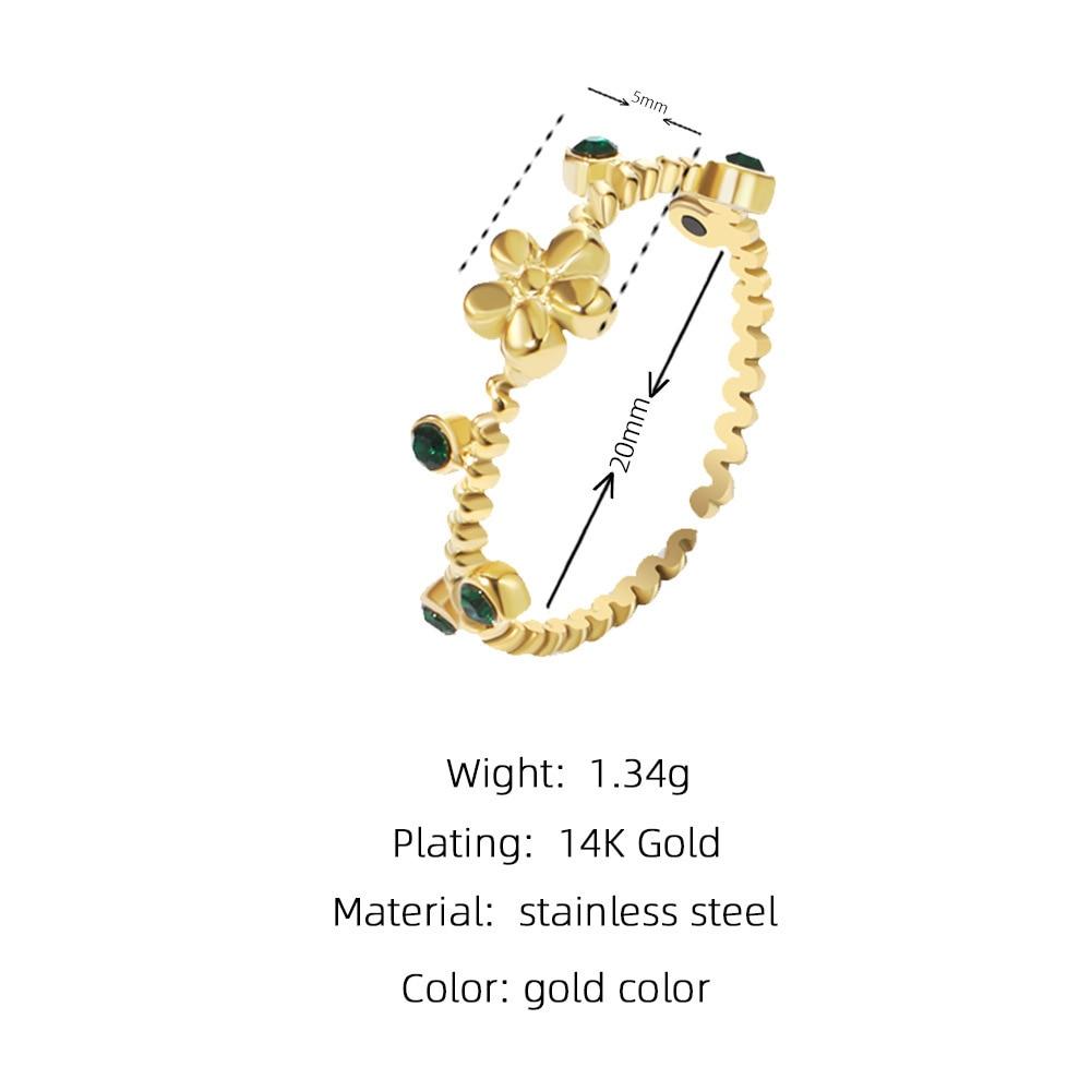 Винтажные кольца с зелеными кристаллами для женщин, позолоченные, из нержавеющей стали, роскошные геометрические кольца Anillos, женские ювелирные изделия, подарки Bague