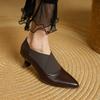 Мода 2025 Весна Лето Женские Туфли Лодочки Высокий Каблук Натуральная Кожа Острый Носок Зрелая Рабочая Обувь Женщина Базовая Офисная Леди Женская Обувь