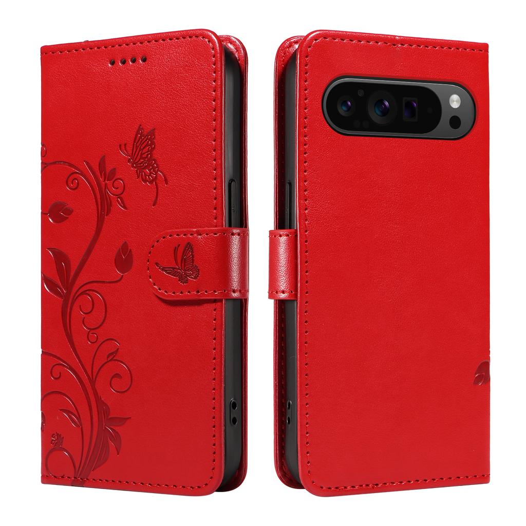 For Google Pixel 9 Pro XL/Google Pixel 10 Pro XL PU Leather Cases Flower Pattern Wallet Stand Phone Cover with Strap