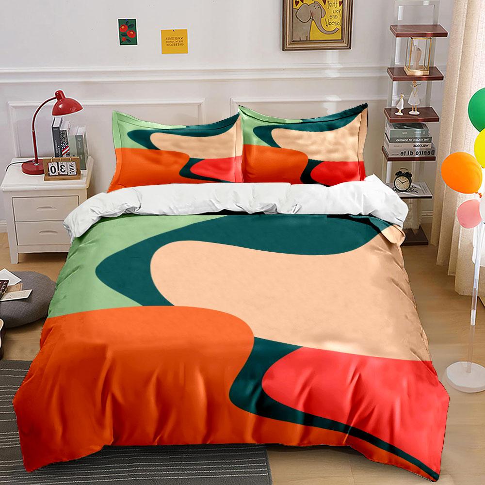 Abstract multicolored wavy shapes. Bedding sets Duvet cover sets Duvet covers Pillowcases(1*Duvet Cover 2*Pillowcases without duvet insert)