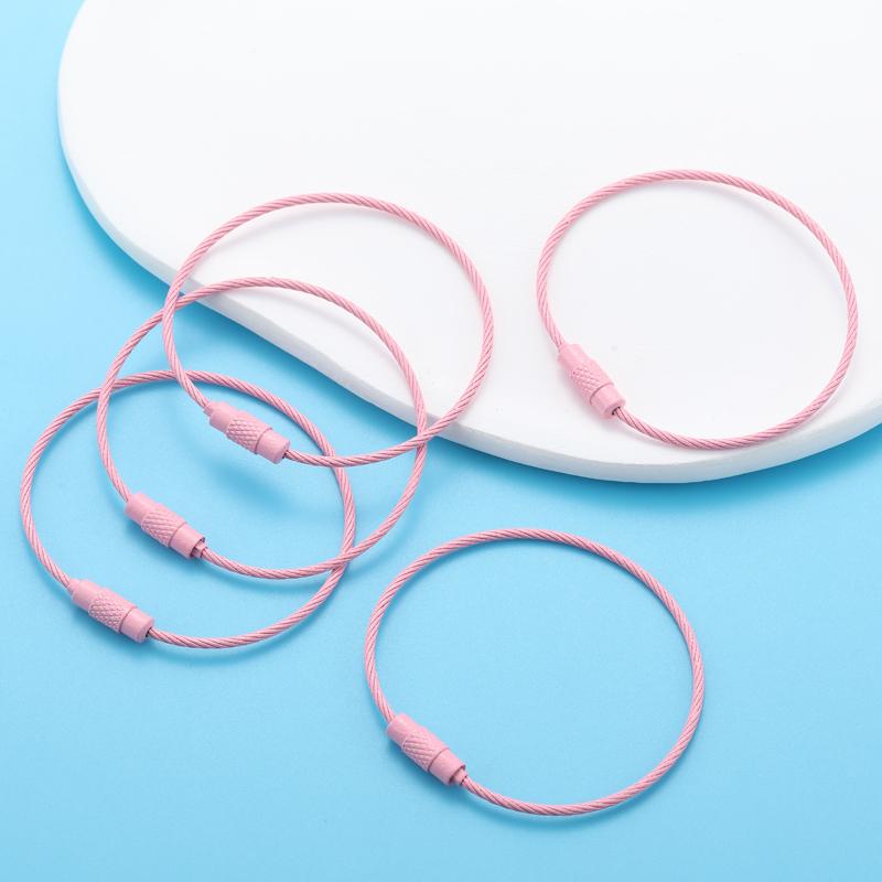 5-10pcs Colorful Metals Steel Wire Keychain Loop Solid Color Loop Holder Key Chains Diy Key Chain Accessories V167