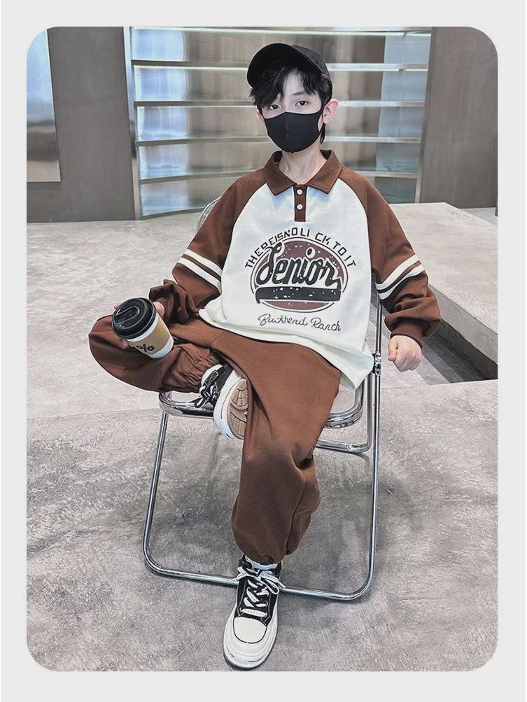 2025 Stylish Boys' Hooded Sports Sweater Suit for Spring and Autumn - Handsome & Cool