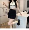 Женская черная А-силуэтная юбка миди с высокой талией - Летняя облегающая юбка-бодикон с шортами от просвечивания для миниатюрных фигур