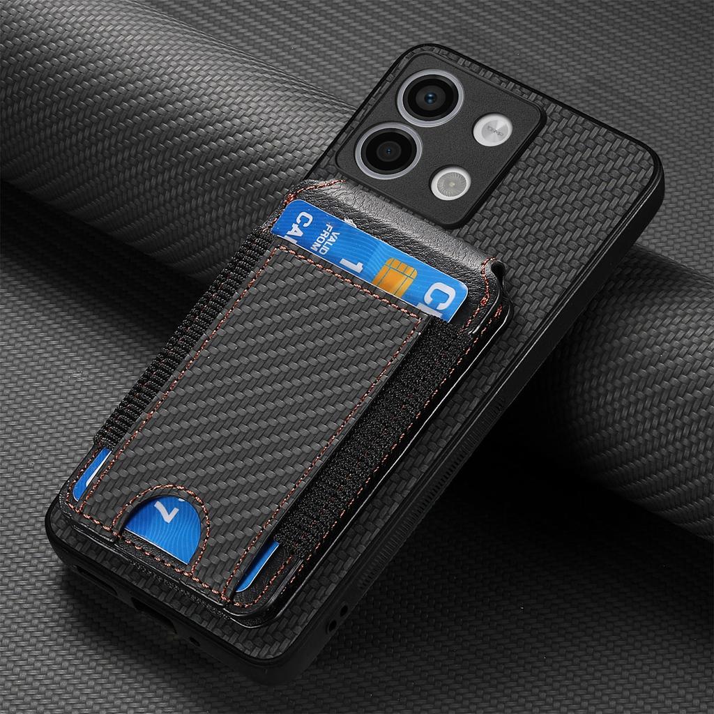 Вертикальный слот для карт Кошелек Чехол из углеродного волокна Для Xiaomi Redmi Note 13 Pro 12 11 13T POCO X6 X5 Магнитная подставка Сумка Карманный чехол