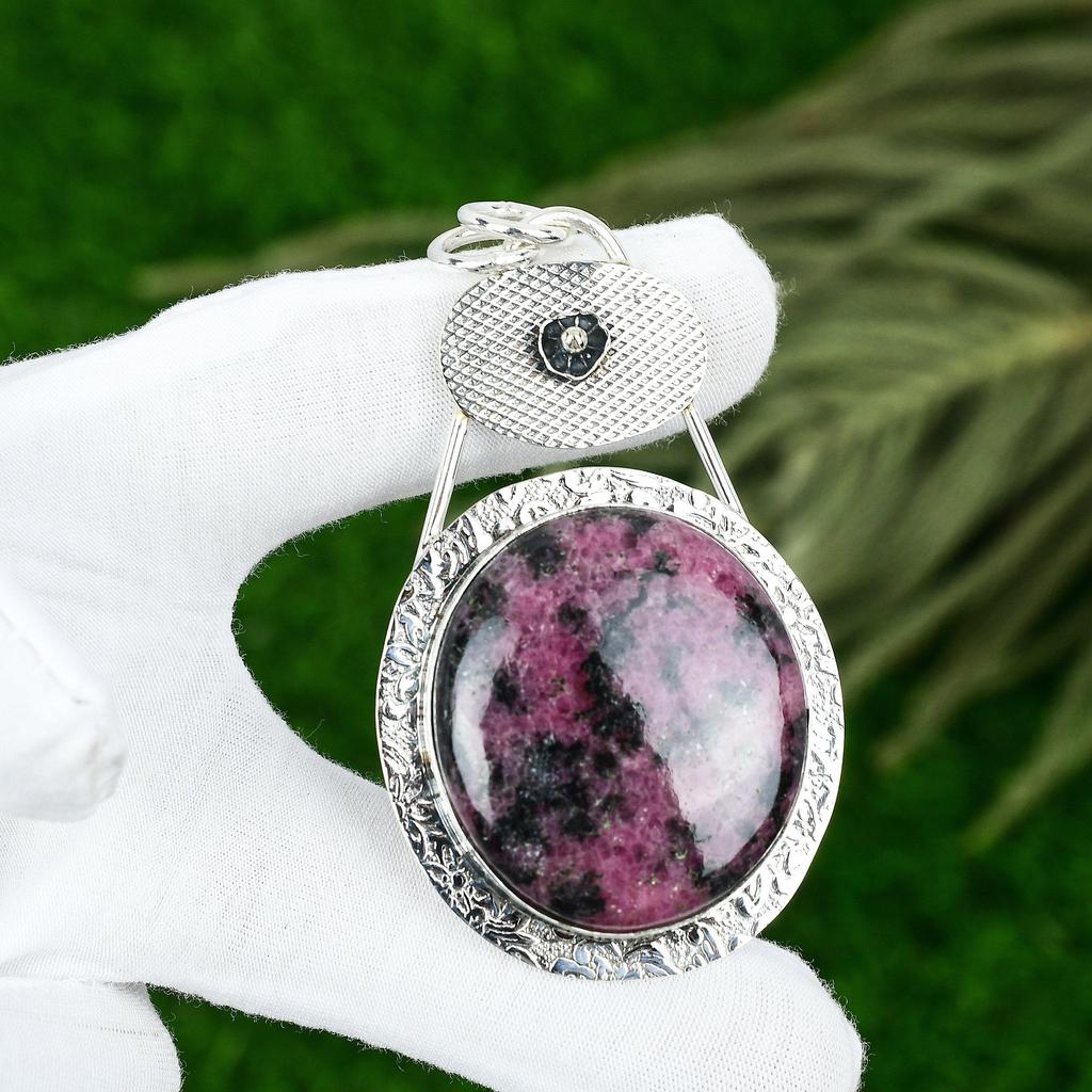 Подвеска из натурального родонита из стерлингового серебра 925 пробы, индийские украшения для женщин