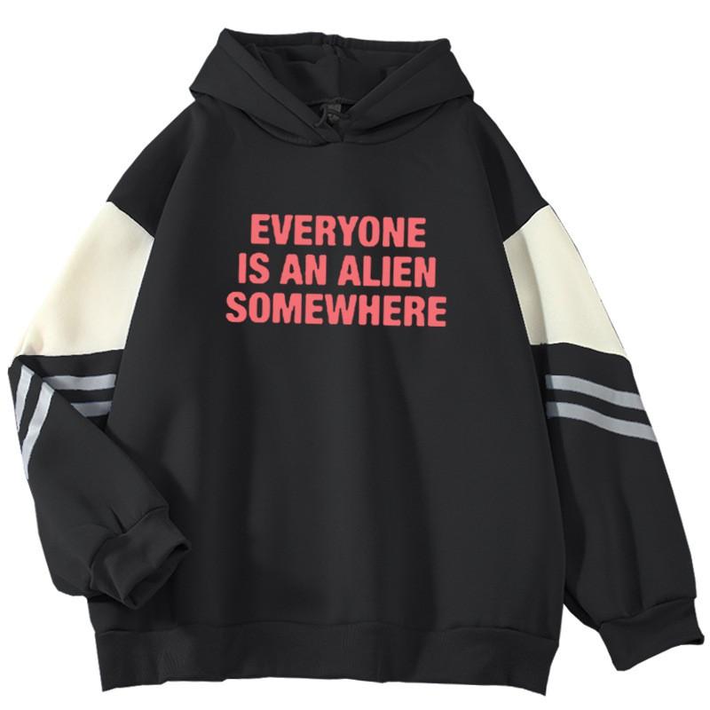 American Vintage Color Block Hoodie Loose Fit Couples Casual Streetwear Top