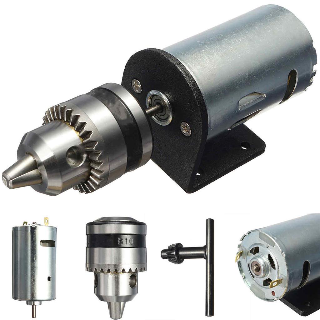 5-12V Mini Hand Drill DIY Lathe Press 555 Motor With Chuck+ Mounting Bracket New