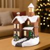 Luminous LED Light Snow House Resin Mini House Miniature House Ornament  Holiday Festive Decor