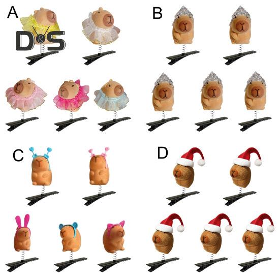 5 шт. шпилька для волос для девочек, весенний дизайн, декор капибара, заколки для волос, яркие цвета, аксессуары для волос, зажим для укладки волос