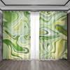 2 шт. Домашние декоративные шторы с зеленым узором ряби воды и шторы с кулиской, Кухня, Кофейня, Гостиная,