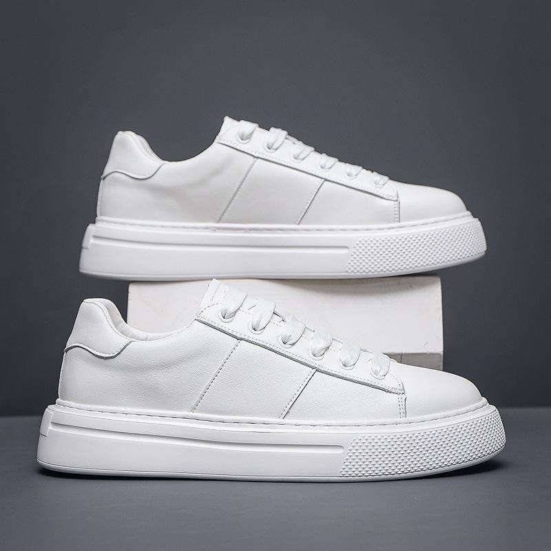 Высококачественные мужские туфли для сноуборда, новые простые туфли с толстой подошвой, универсальные туфли для спорта и отдыха, белые туфли из коровьей кожи