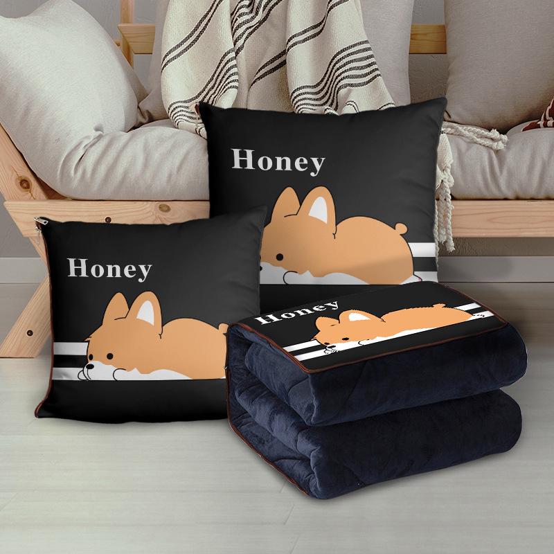 Персонализированная мультяшная флисовая плюшевая подушка-плед