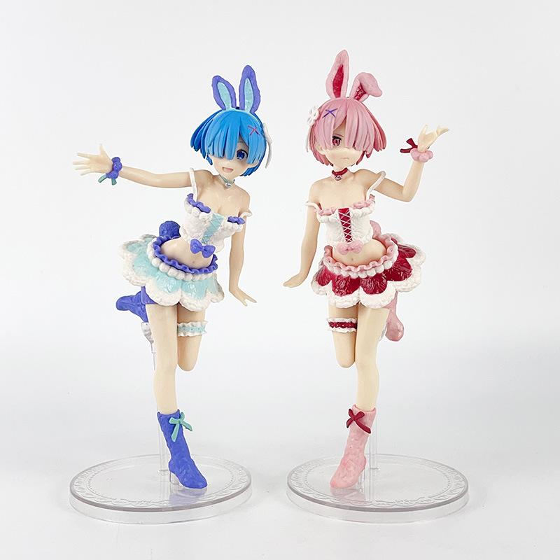 21CM Anime RE: Zero-Starting Life in Another World Rem Animal Parade Rabbit Dress Up Model Toy Ram Action Figure Gift Collection