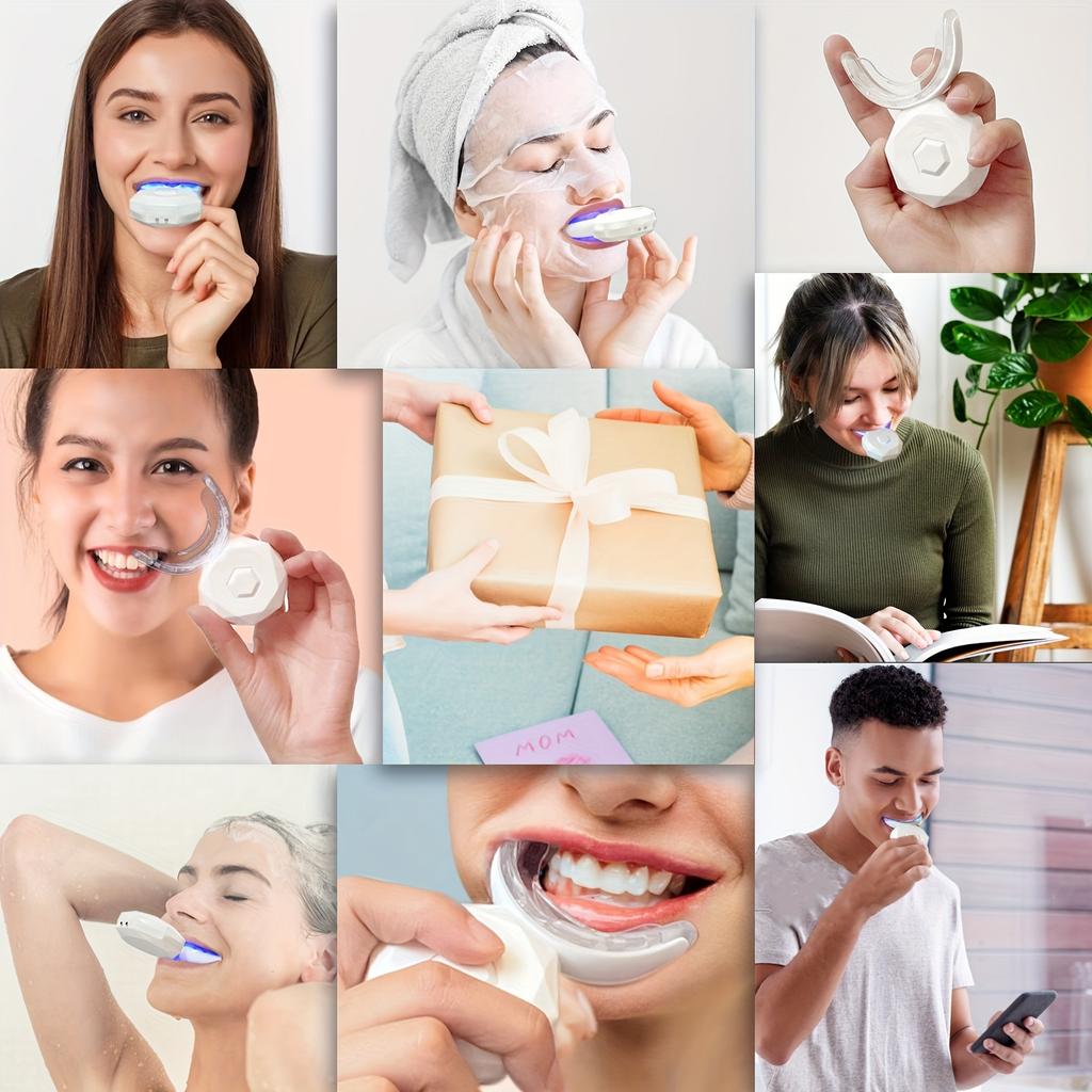 Heviver Электрический набор для отбеливания зубов с холодным синим светодиодным светом и 4 отбеливающими гелями, система отбеливания зубов для ухода за полостью рта