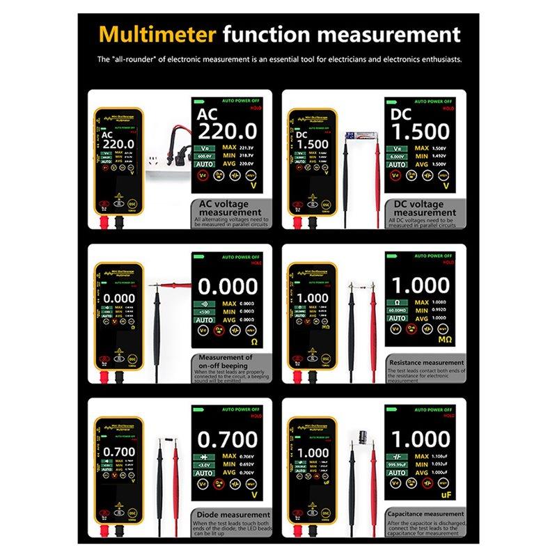 HHO-Graphic Digital Oscilloscope Multimeter High-Precision Resistance Voltage Capacitance Hz Continuity Tester Multitester