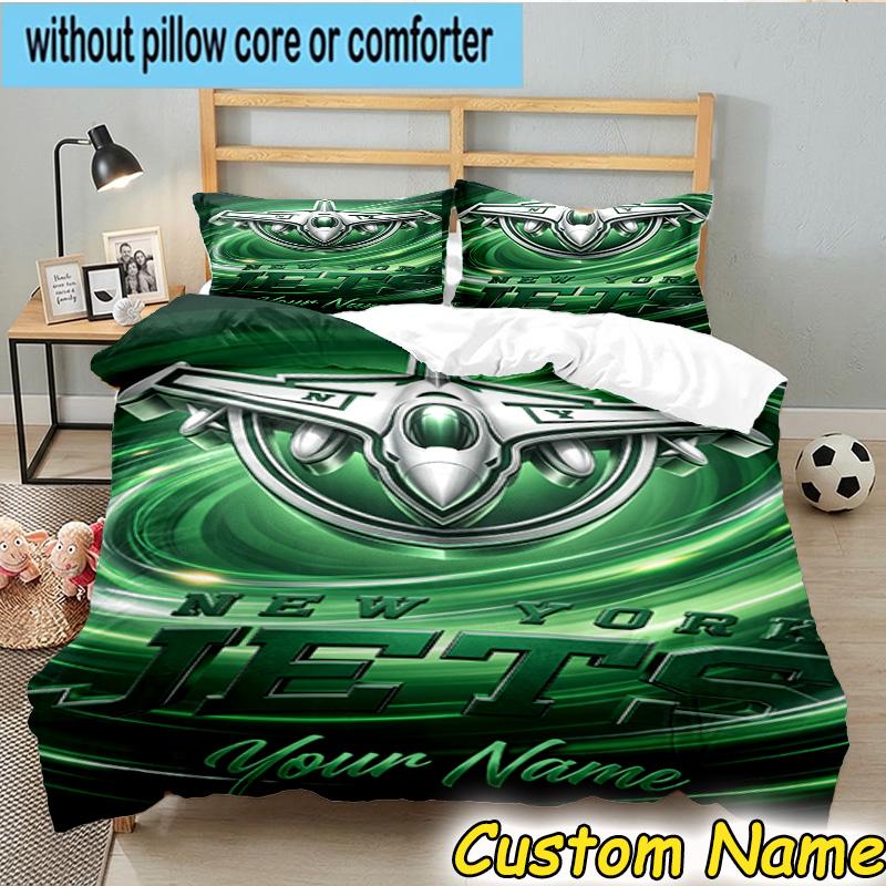3pcs Custom Name New York Football Helmet Bedding Set Includes 1 Duvet Cover & 2 Pillowcases for All Seasons Dormitory Home Decor Christmas gifts