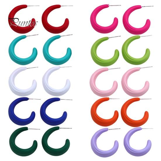 1 пара ярких цветов C-образные серьги-гвоздики, красочные серьги-кольца, легкие серьги с геометрическим кругом, ювелирные изделия, подарок