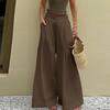 ZANZEA Womens Casual Solid Color Loose Wide Leg Pants