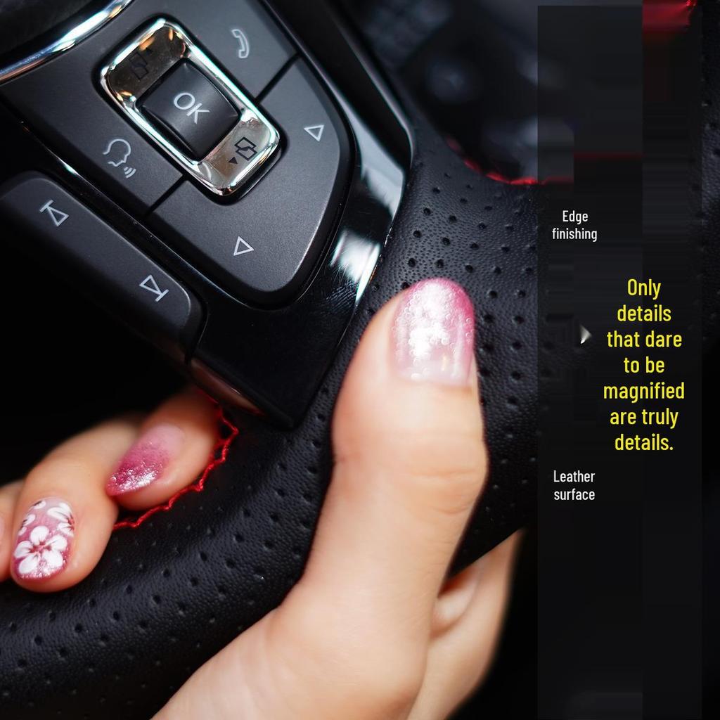 Оригинальная кожаная чехол-оплетка на руль Toyota Prius с ручной прошивкой (2-е/3-е поколение) - Всесезонная полнопокрывная специальная крышка руля для автомобиля