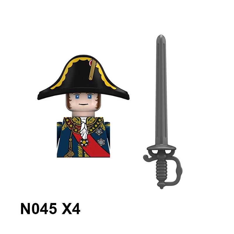 4pcs Military Building Blocks Medieval Knights Duke Marshal Figures Napoleonic Wars Weapons Sword Flags Shoulder Armor Cape Brick MOC