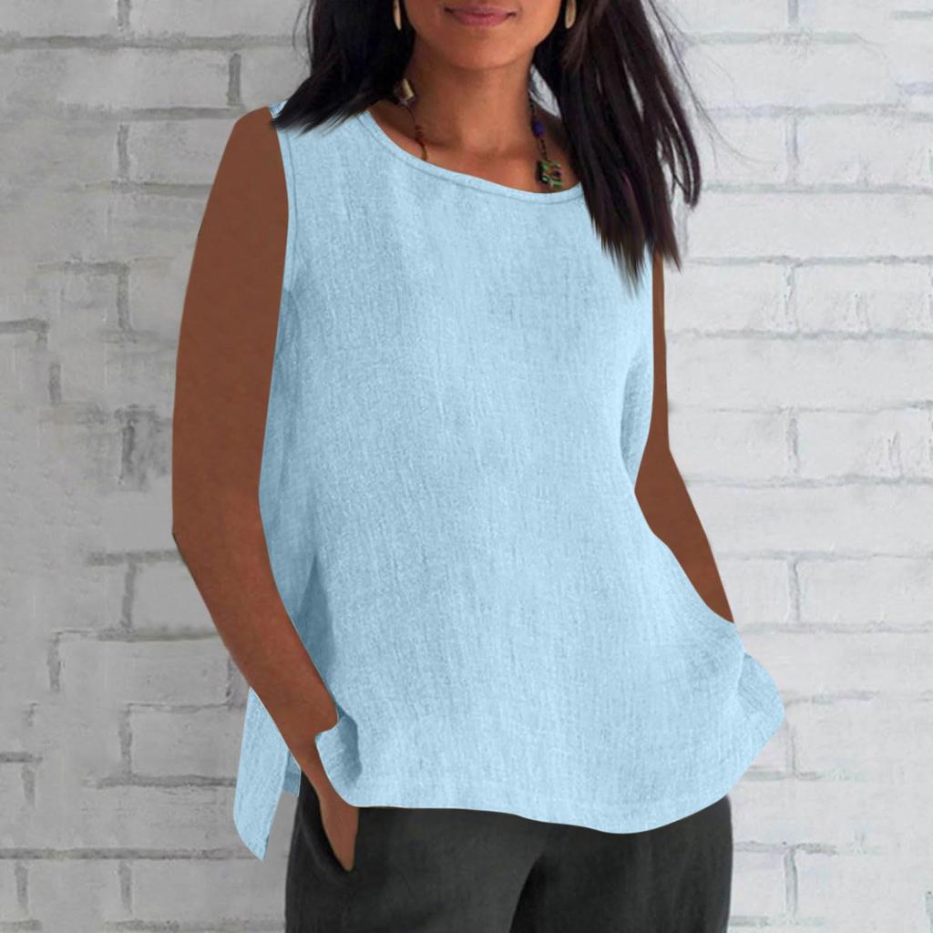 Летние хлопковые и льняные тонкие дышащие топы для женщин, свободные большие размеры, футболка с короткими рукавами и круглым вырезом, летняя блузка, одежда