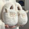 Fashion Comwarm Cute Lamb Furry Slippers Women Winter New Cartoon Thick Plush Slippers Female Bedroom Soft Cozy Warm Fluffy Home Shoes