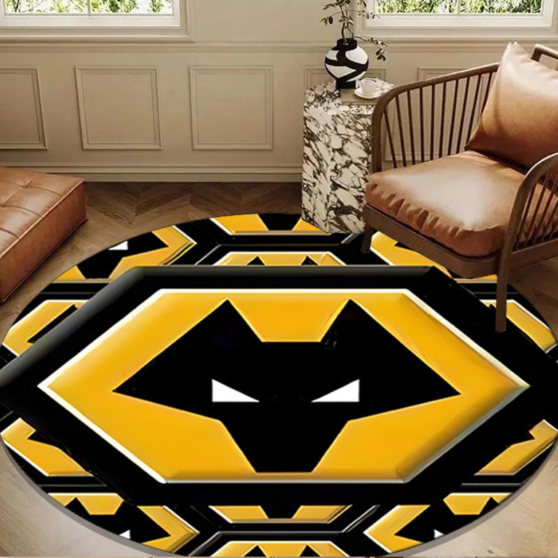 1PC rug Wolves Football Club Emblem Round mat Home Decor, Chair rug For livingroom,Bedroom, doormat home decor Birthday Gift Christmas Gifts