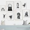 Black And White Funny Dog Puppy Bulldog Skateboard Poster Nursery Wall Art Print Canvas Painting Wall Pictures For Bedroom Decor