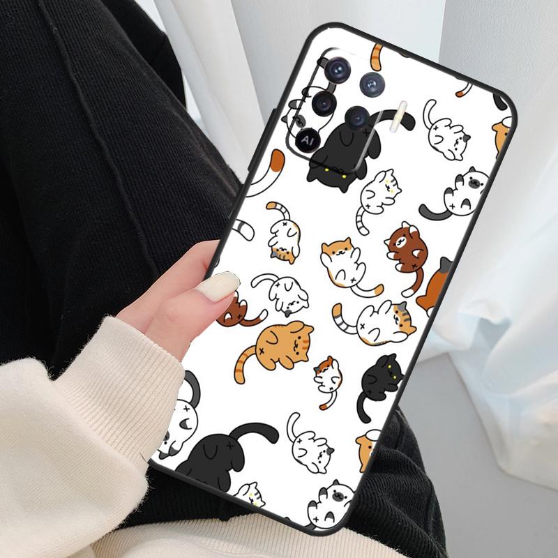 Милый Мультяшный Коллаж из Кошек Чехол Для Oppo A17 A57 A77 A40 A78 A54 A74 A94 A76 A16 A96 A18 A60 A80 A38 A58 A98 A15 A5 Pro