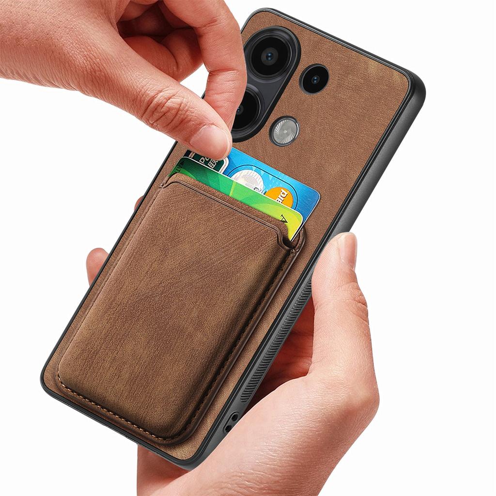 Для Xiaomi Redmi Note 13 4G Магнитный чехол Кожаная задняя крышка со съемным держателем для карт