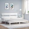 VidaXL Bed Frame with Headboard White 200x200 Cm Solid Wood 3193552