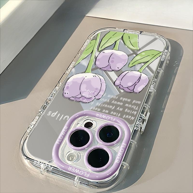 Тюльпаны из пухового зеркала подходят для чехла для мобильного телефона Apple 16promax для iPhone 15, все включено, 14/13, пары