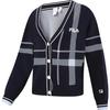 2023 Autumn New Woven Plaid College Style Pure Cotton Loose V-Neck A-Line Cardigan Tennis Sports Top Knitted Sweater Women Tops A11W333404F-ZA