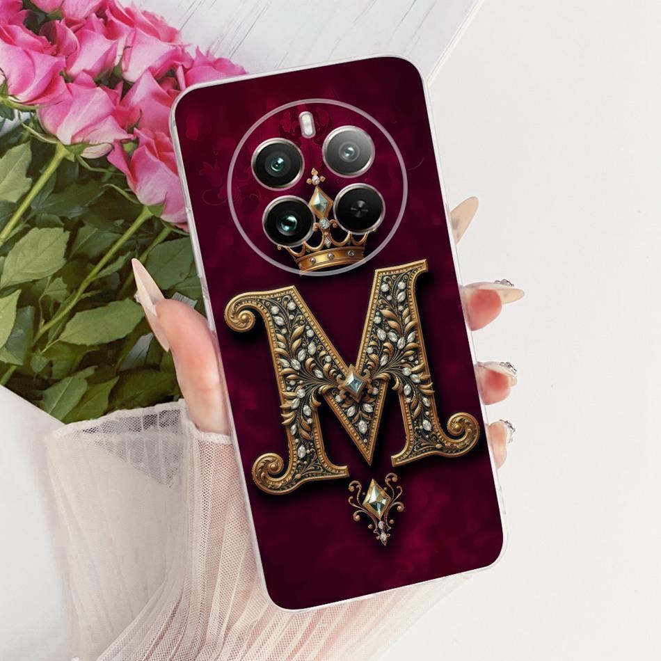 Для Realme 12+ 12X 12 5G Чехол для телефона с королевской короной и инициалами для пары Для Realme12 5G 12Plus 12X Мягкий силиконовый TPU Чехол-бампер