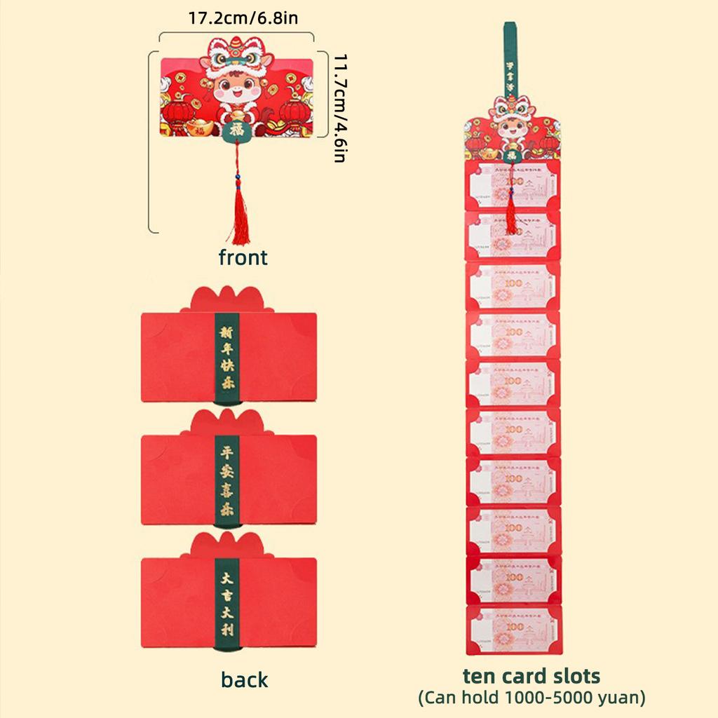 Creative 2/6/8/10 Folding Red Packets 2026 CNY Cash Gift Bag Birthday Wedding Horse Spring Festival Red Envelope