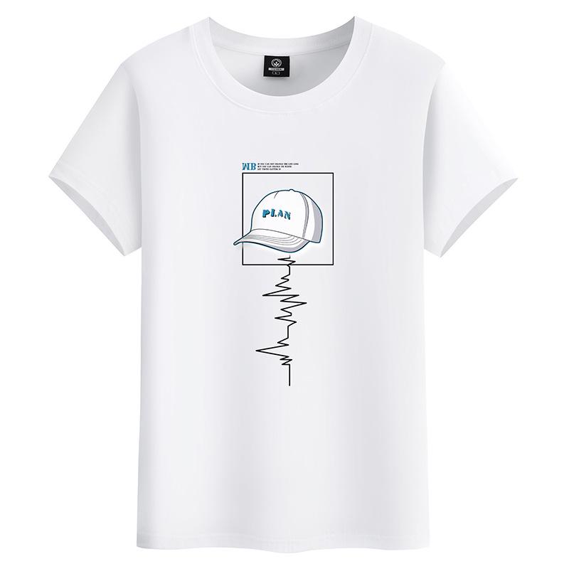 2024 Мужская молодежная футболка свободного кроя из хлопка с коротким рукавом