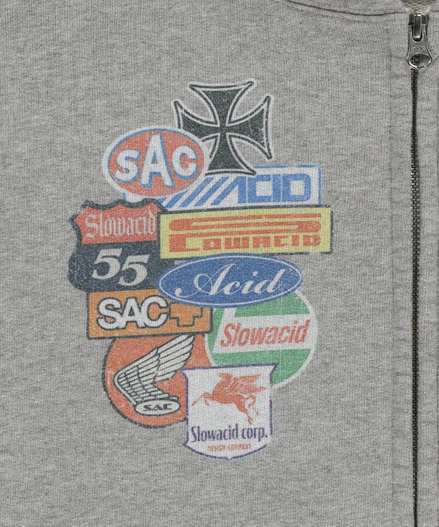 Худи на молнии Slowacid Vintage Sponsor [Меланжевый серый]
