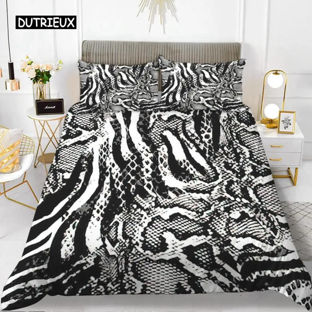 Пододеяльник с принтом зебры King Polyester Red Black Stripes Комплект постельного белья Wild Animal Zebra Wildlife Skin Покрывало для девочек
