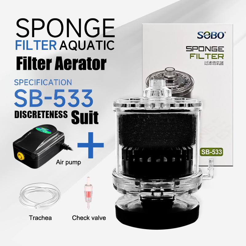 Фильтр для аквариума Аквариум Пруд с креветками Воздушный насос Биохимический губчатый фильтр Аквариум Био-губки с биошарами Повышение кислорода