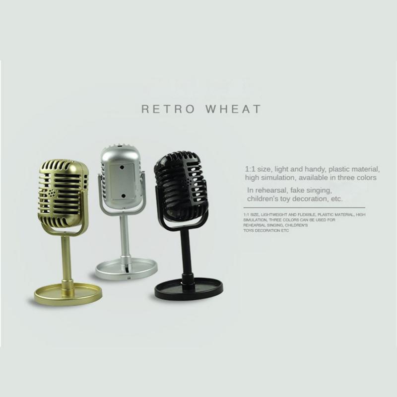 Simulation Retro Microphones Old-fashioned Fake Microphone Model Tripod Stand Night Household Singing Studio Photography Props