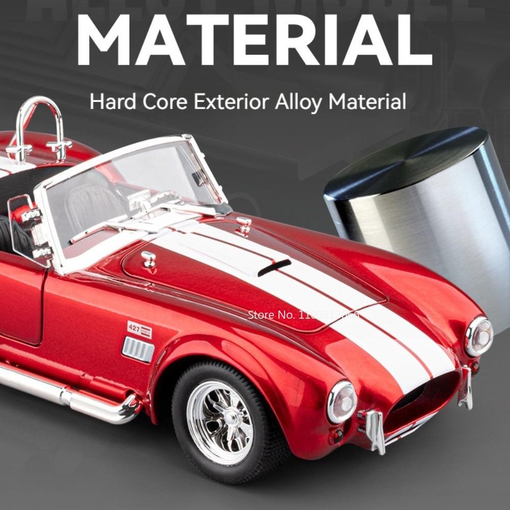 1:24 модели Shelby Cobra 427 GT500 Игрушечные машинки Колеса вращаются Винтажная машина Сплав Резиновые шины Миниатюрные транспортные средства Коллекция для детей Веселье