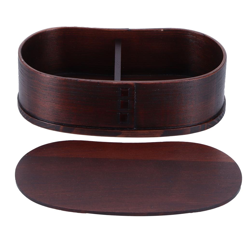 Портативный набор ланч-боксов Японский деревянный контейнер для хранения еды для дома, пикника 17x9см Расписанный