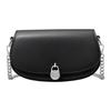 Michael Kors MK Mila Solid Color Minimalist Silver Lock Decoration Faux Leather Saddle Bag Women Shoulder Bag Black 35T5SIMM8L-BLACK