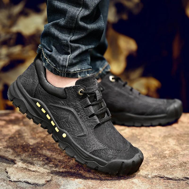 Обувь из натуральной кожи Мужская повседневная обувь на шнуровке Кроссовки для отдыха на открытом воздухе Мягкая коровья кожа Мужская обувь Мокасины Инструментальная обувь мужская обувь